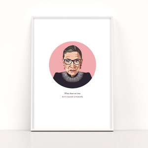 PRINTABLE Ruth Bader Ginsburg Illustration Art Print - RBG: "When there are nine." Digital Download