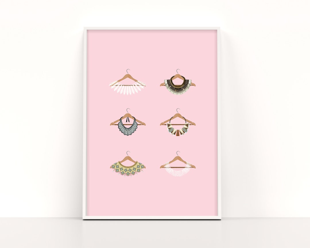 PRINTABLE RBG Collars Pink Minimalist Illustration Art Print - Etsy