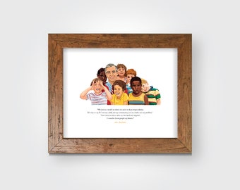 PRINTABLE Mr. Rogers and Children - Illustration Art Print Digital Download