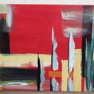Pittura astratta, rosso, giallo nero astratto arte tela originale, murale, arredamento d&#39;interni, espressionismo, colorato, colore, geometrico