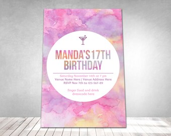 17th birthday invite etsy
