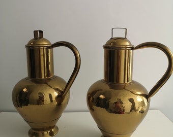 Hammered Gold Jug Pitcher - Round Water Jug with Lid -