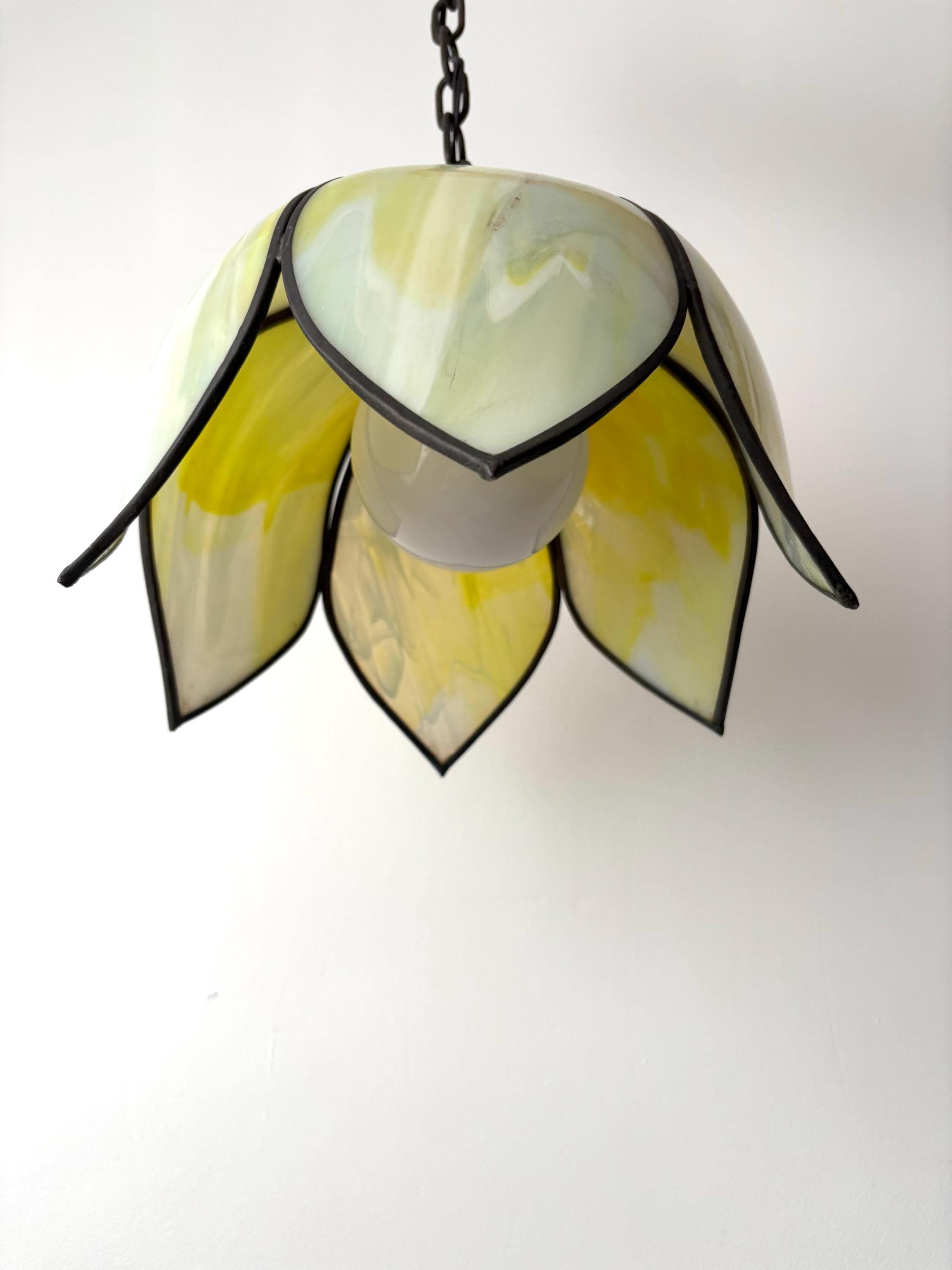 1990s Tulip Pendant Lamp – Yellow-green Plexiglass – Designer