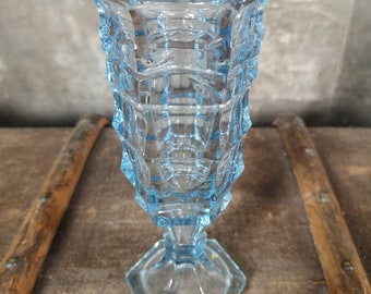 Art Deco Blue glass vase - Art glass Scailmont Belgium - Pressed and ribbed small vase -