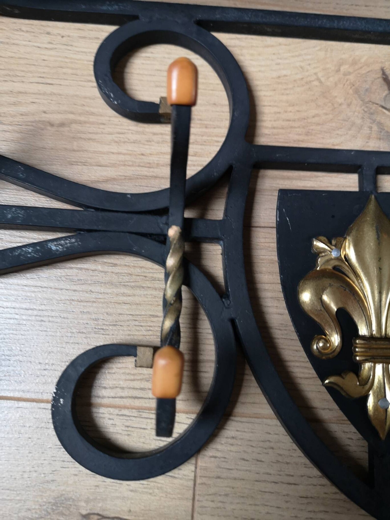 French Black Wrought Iron Wall Coat Rack 6 Clothes Hangers Etsy