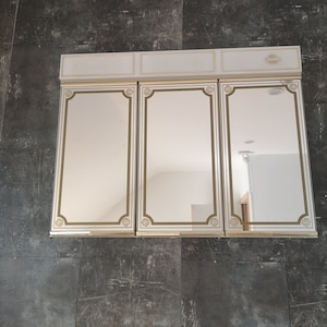 Vintage Bathroom Cabinet with Three Mirror Doors - Rossignol Medicine Cabinet with Intro Verso Mirrors - French Wall Cabinet with Lighting