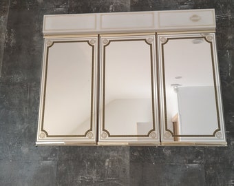 Vintage Bathroom Cabinet with Three Mirror Doors - Rossignol Medicine Cabinet with Intro Verso Mirrors - French Wall Cabinet with Lighting