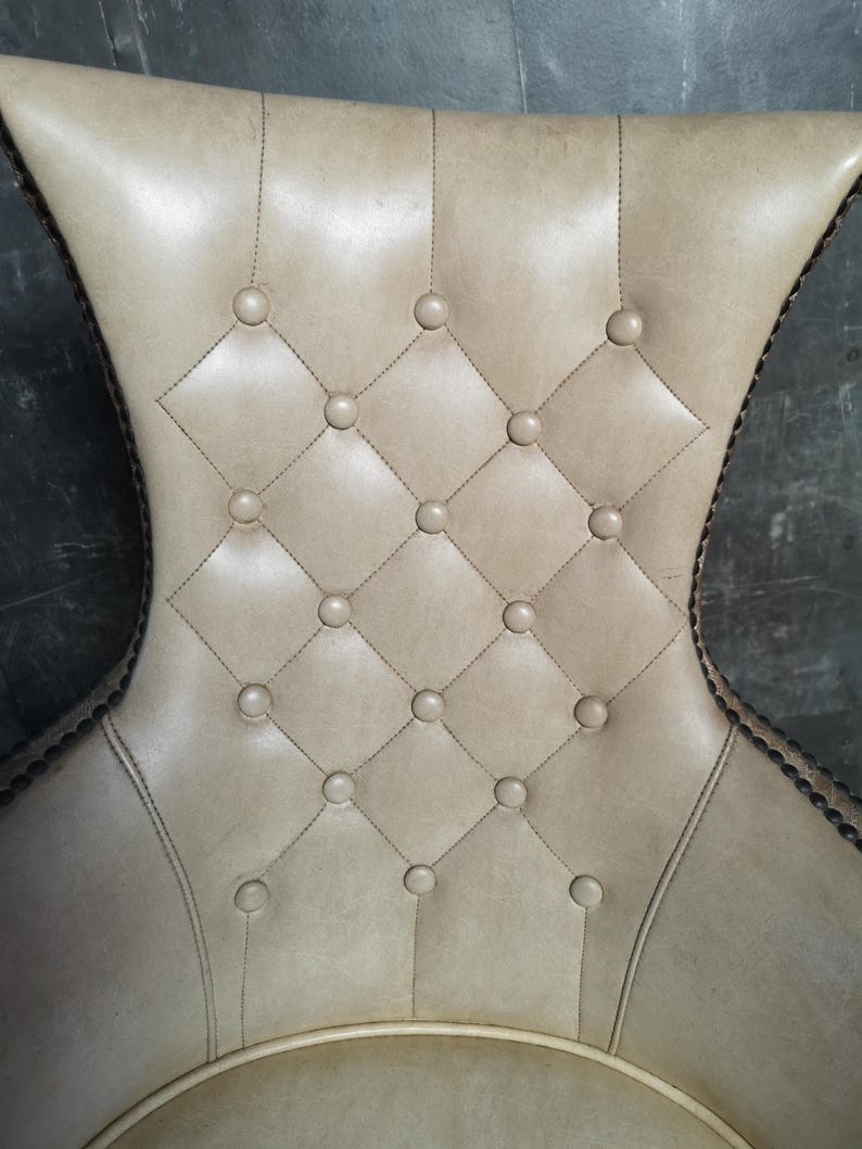 Entryway Leather Chair Victoria Side Chair With Buttons and Nails