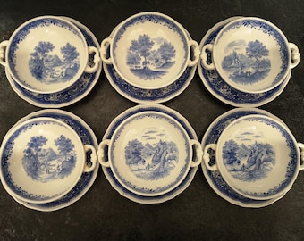 Service de table bol à soupe paysage bleu - Villeroy & Boch Burgenland Bol à soupe avec assiette à dessert pour 6 personnes