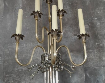 Wall Sconces Lamp Candlestick - Graceful Bow Tie - Electric Wall Appliques - 6 Light Wall Fixture - Wall Sconce