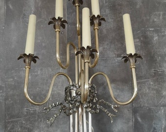 Metal Candelabra wall light - Graceful Bow - Electric wall appliques - 6 Light wall fixture - Wall sconce