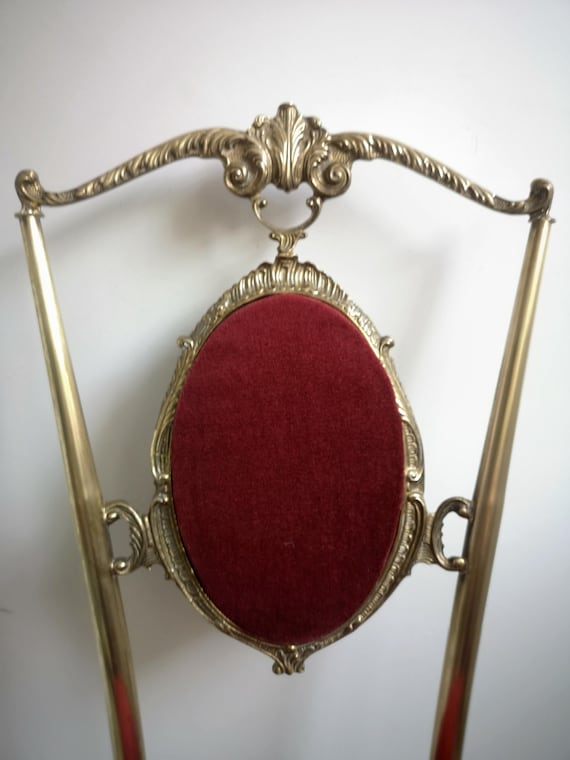 Messing rode stoel voor kaptafel make-up - Italiaanse Vanity stoel -  Rode fluweel -  Chiavari Meubilair