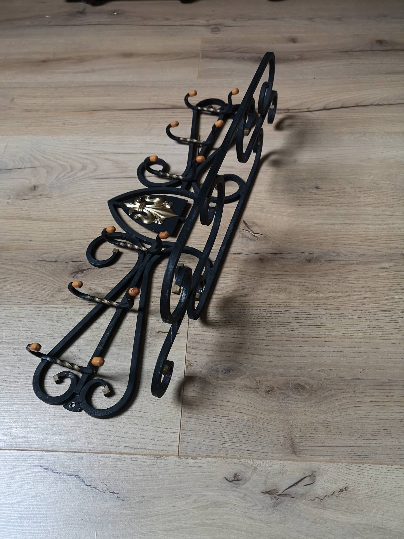 French Black Wrought Iron Wall Coat Rack 6 Clothes Hangers Etsy