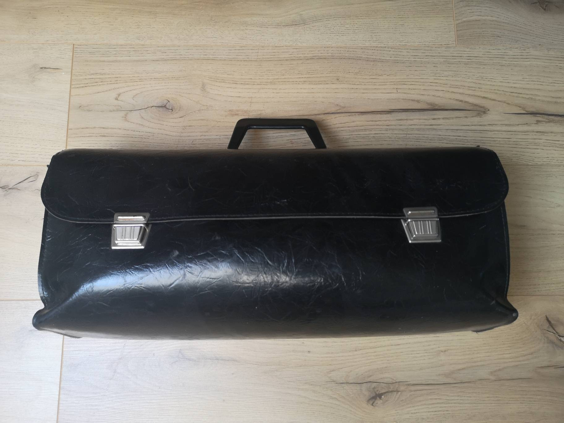 Längliche Leder-Basteltasche für Werkzeuge – schwarze Werkzeug-Aufbewahrungstasche – Musikinstrumententasche – Herren-Friseur- und Rasierzubehör-Tasche –