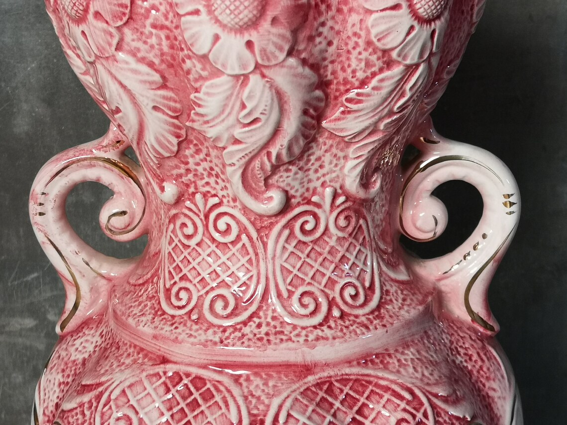 Italian Pink vaseporcelainembossed pink floral motifwith Etsy