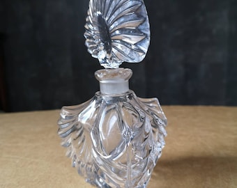 Flacon Perfume Czech Bohemia - Perfume bottle with cap - cut glass - Leaf pattern