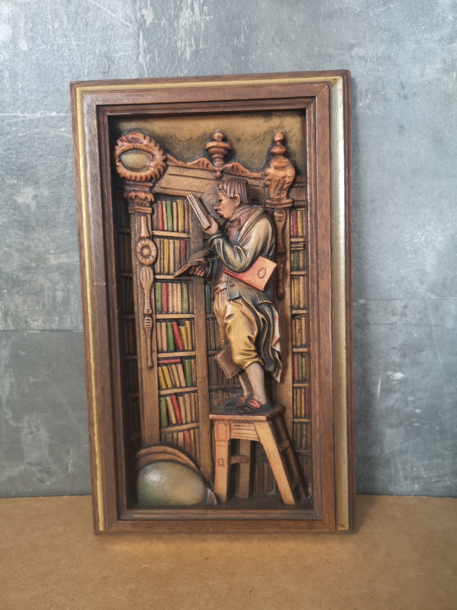 German Carved Hanging Wall Wood Carving Painting Relief Etsy