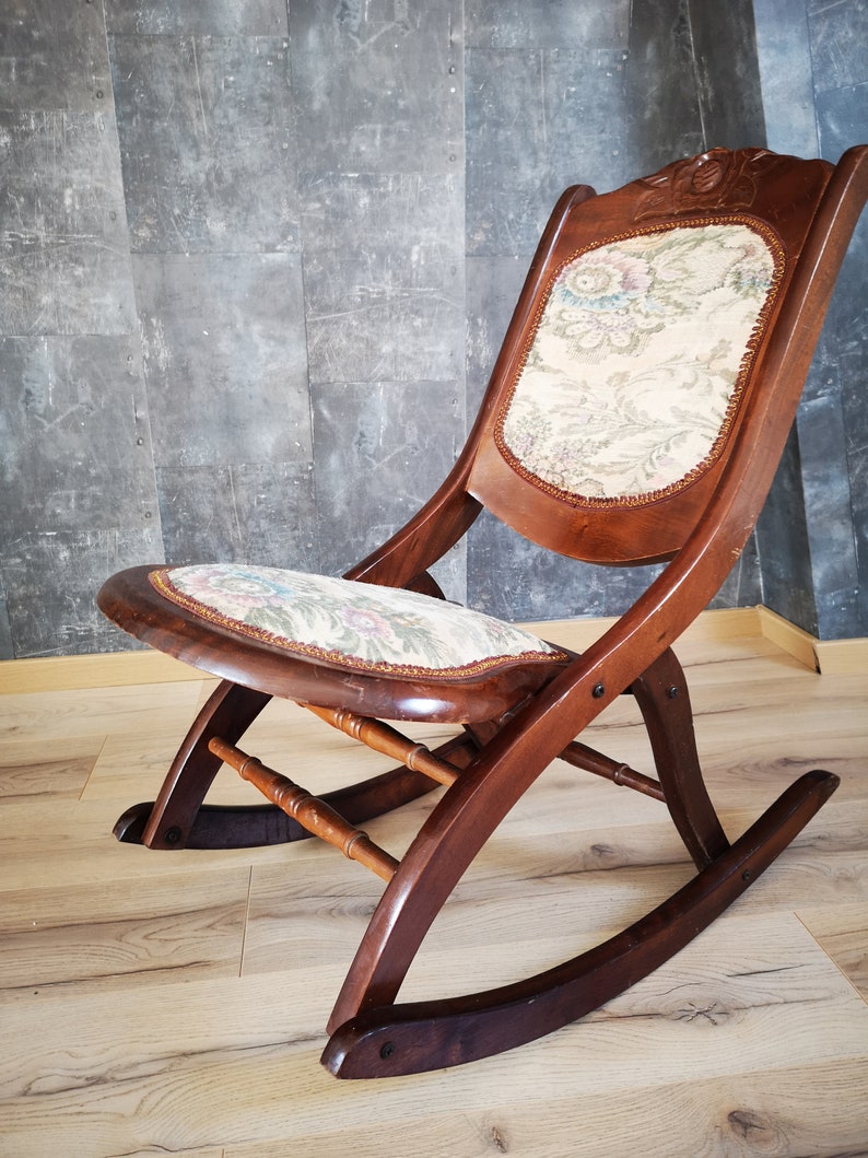 Silla de roca victoriana madera con cubierta de tela | Etsy