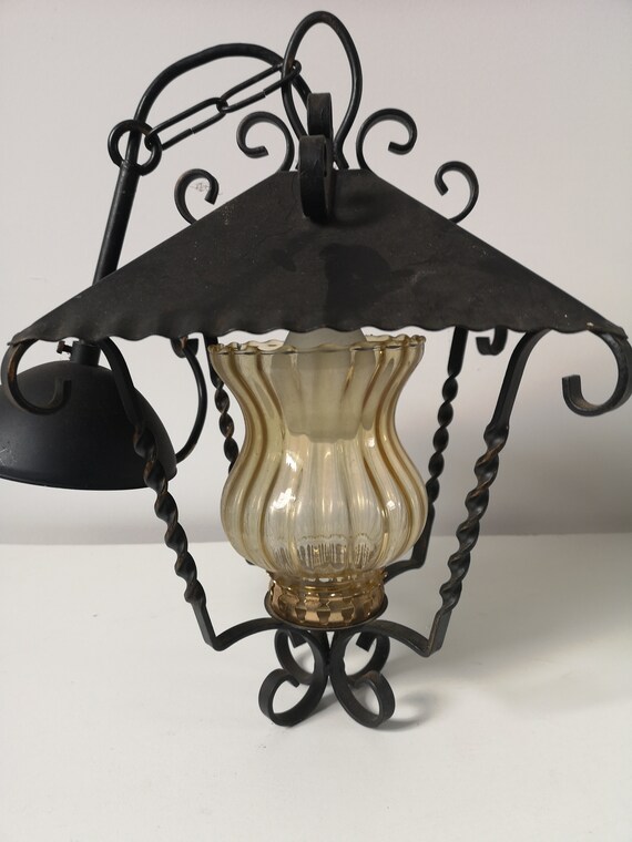 French Iron Light And Glass Hanging Lantern Rustic Iron And Glass Hanging Lantern Rustic