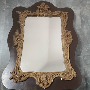 Large Baroque Mirror Wood and Plaster Frame Sculpts Bronze Patina Rectangular Mirror Hall Mirror Fireplace Mirror image 1