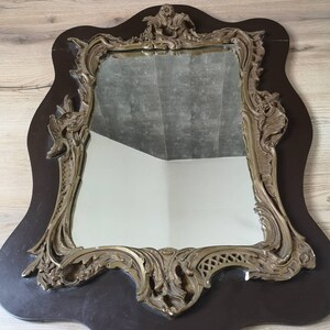 Large Baroque Mirror Wood and Plaster Frame Sculpts Bronze Patina Rectangular Mirror Hall Mirror Fireplace Mirror image 3