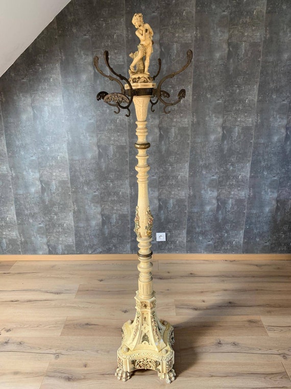 Baroque Freestanding Coat Rack Furniture Crackle Cream Italian Furniture  Cherub With Claws Legs Victorian Clothes Hanger Entrance Hall 