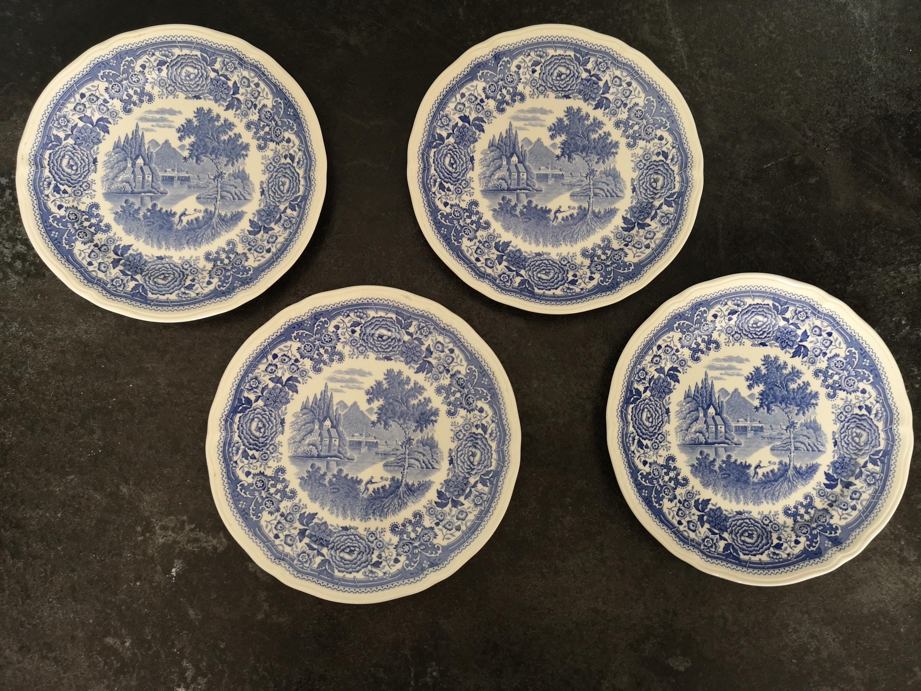 橋A ビレロイ＆ボッホ ブルゲンランド ディナープレート 4枚 ヴィンテージ 橋B ビレロイ＆ボッホ ブルゲンランド ディナープレート 4枚 ヴィンテージ