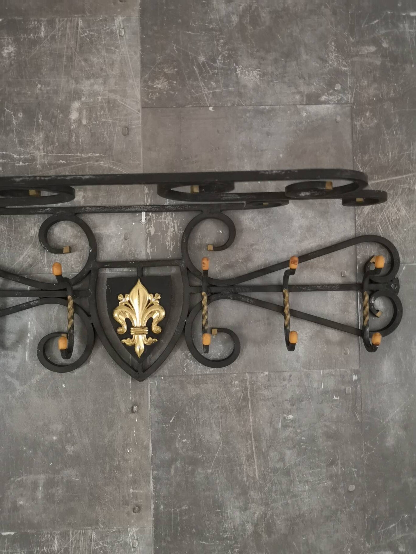 French Black Wrought Iron Wall Coat Rack 6 Clothes Hangers Etsy