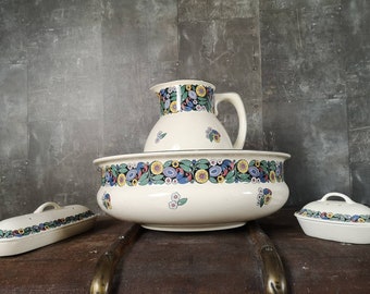 Washbasin Set Villeroy Boch - Washbasin with pitcher - soap and comb holder with lid - Sink set sink - Art deco lampet set washbasin