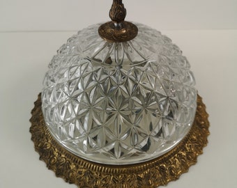 Ceiling lamp chandelier in cut glass - Round crystal ceiling lamp - Circle ball lamp with brass fixture