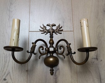 Sconce with 2 Arms - Eagle Open Wings deco - Spherical plate - Wall Candlestick - Hall Lighting