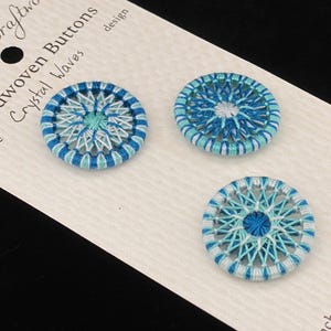 3 Crystal Waves-knopen, Dorset-stijl geweven draad met schacht, groenblauw, maten 3/4 inch, 1 inch, 1 1/8 inch, 19 mm, 25 mm, 28 mm rond
