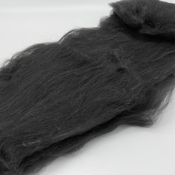 Very Black! Super Soft! Alpaca fleece batts for spinning or felting, undyed natural color huacaya from Thunder