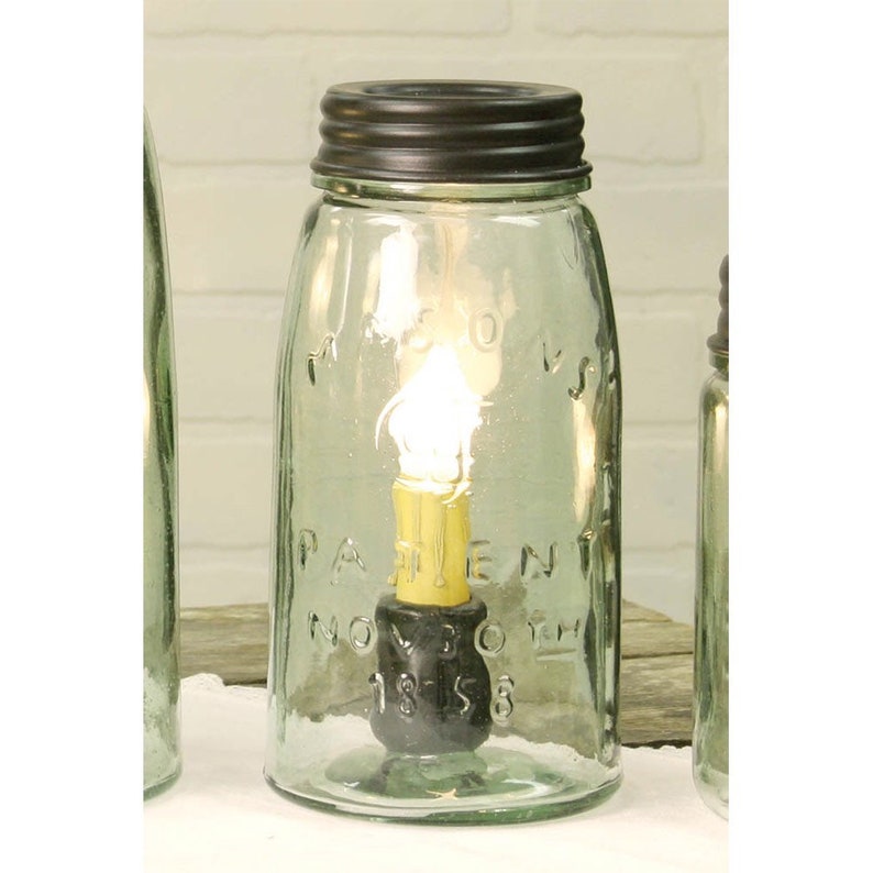Table Lighting Quart Mason Jar Lamp with Bulb Tabletop Lamp 7\u201d Mason Jar Lamp