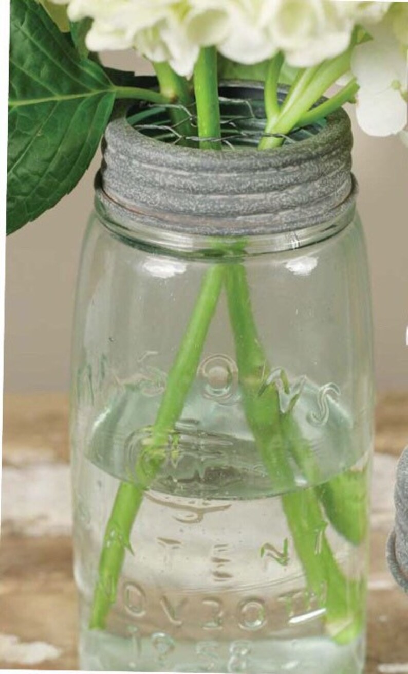 2 Piece Mason Jar Flower Lid Set Flower Holder Mason Lids Etsy