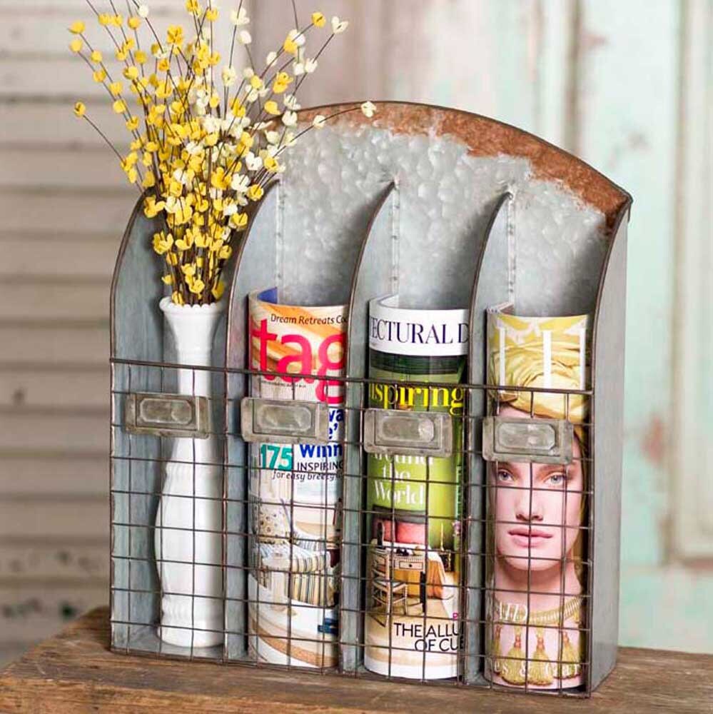 16 Galvanized Storage bins Mail Organizer Four Pocket Etsy