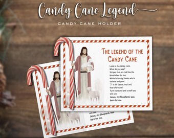 Candy Cane Legend Tag | Christian Christmas Favor (Digital Download) | Candy Gift Label | Christian Poem |