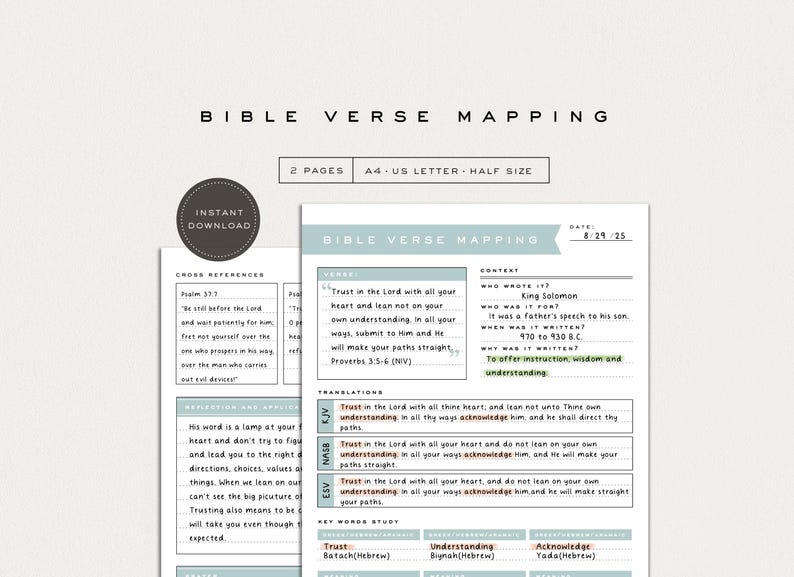 Verse Mapping Color Key Verse Mapping | Verse Mapping Template | Bible Study Guide | Digital ...