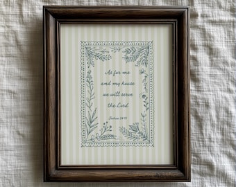 Joshua 24:15 Scripture Art | Christian Farmhouse Decor (Digital Download) Bible | Verse Wall Art | As For Me