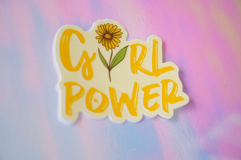 Girl Power Computer Sticker Girl Power Sticker Floral Die Cut Girl Power Feminist Sticker for ...