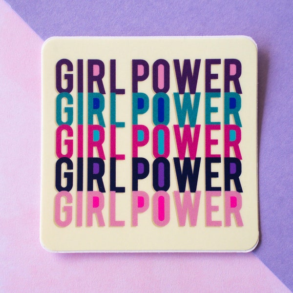 Girl Power Sticker | Retro Girl Power Resist Art Feminist Sticker for laptop or water bottle