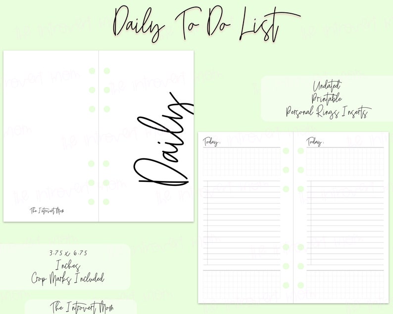 Paper & Party Supplies To Do List Printable Insert PERSONAL RINGS ...