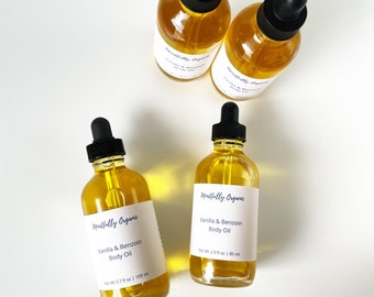 Vanilla and Benzoin Body Oil | Vanilla Bean Infused Massage Oil