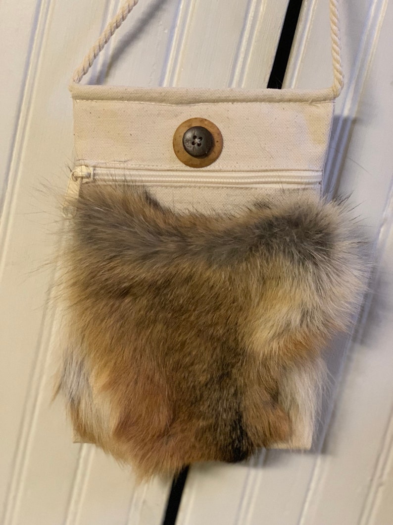 Genuine Coyote Fur Crossbody Purse With Zipper Etsy
