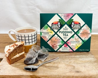 Pudding Tea Variety Pack | 6 Delicious Flavours (12 bags) includes Victoria Sponge,  Cherry Bakewell & More | For Tea Lovers. Ideal Tea Gift