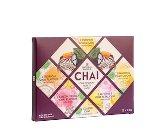Chai Bags Variety Pack | 12 Gourmet Servings | Includes Banoffee Chai, Cocoa-Vanilla Chai, Almond-Rose Chai | Perfect Gift for Chai Lovers