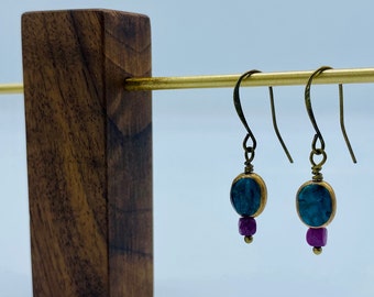 Turquoise and Ruby Earrings