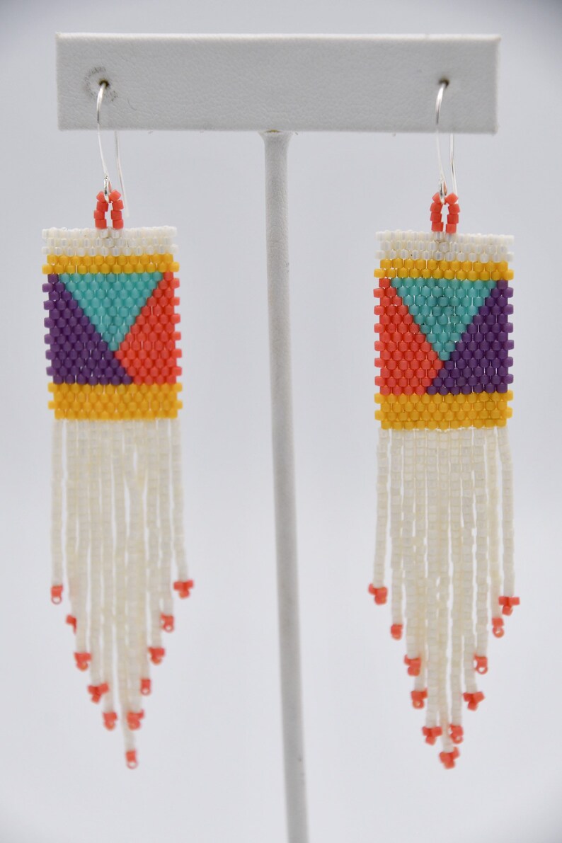Geometric Peyote Stitch Earrings Etsy