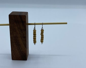 Silver V-Wire Earrings - light wood