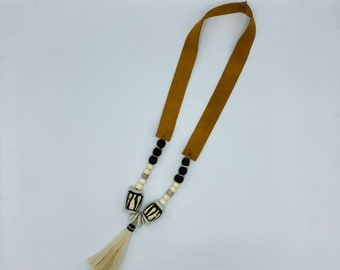 Horsehair tassel necklace - light brown